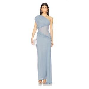 Lovers and Friends Lea Sea Blue Goddess Ethereal Whimsical Stretch Sheer Gown XS